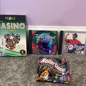 PC game bundle, casino games, Roller coaster Tycoon 3, Tiger woods, TrivialP-